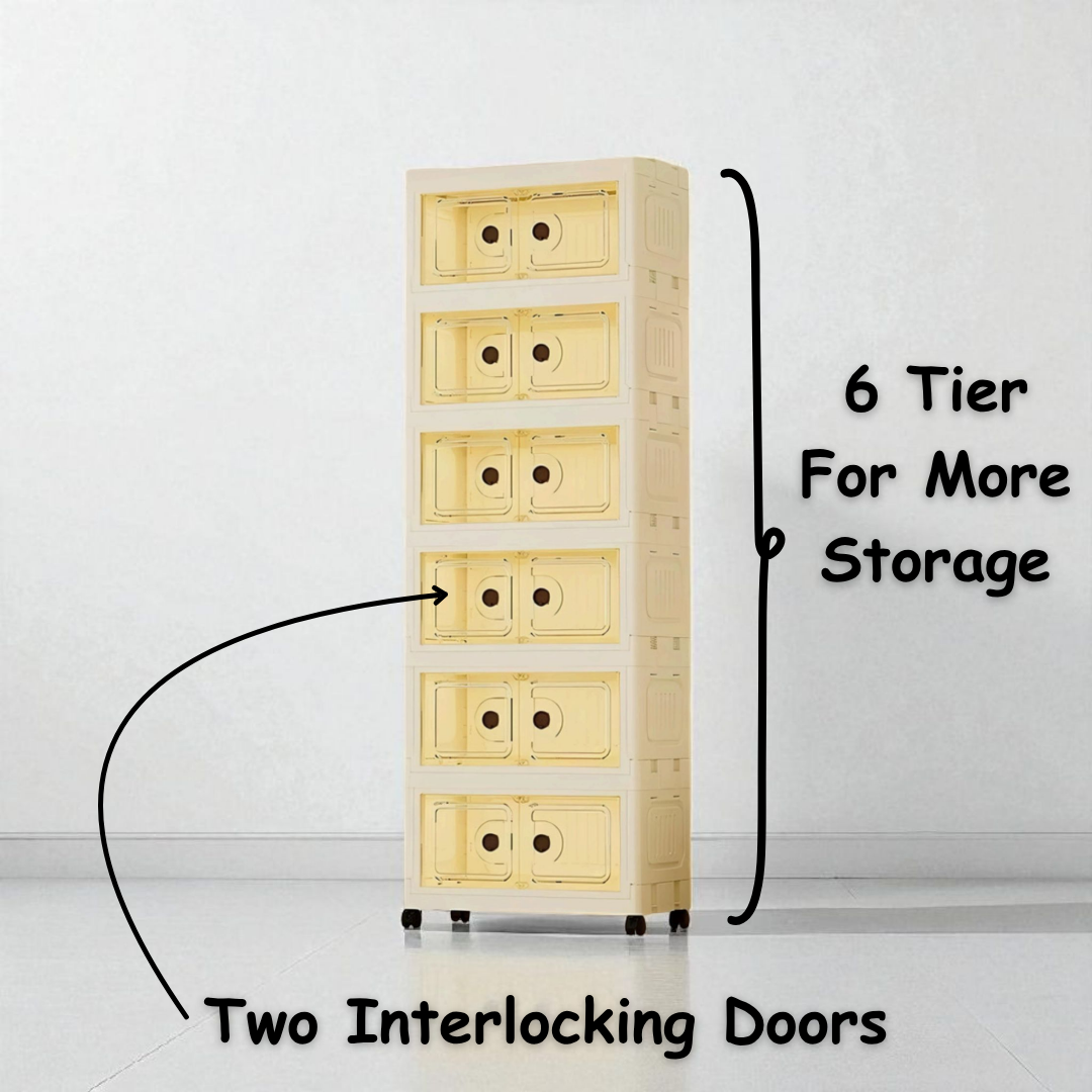 6 Tier Foldable Wardrobe For Storage Organization