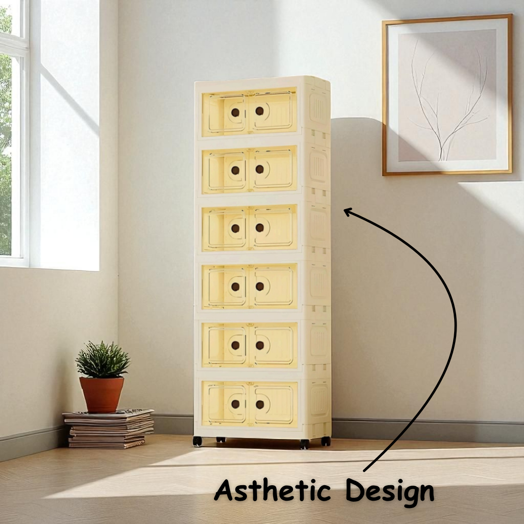 6 Tier Foldable Wardrobe For Storage Organization
