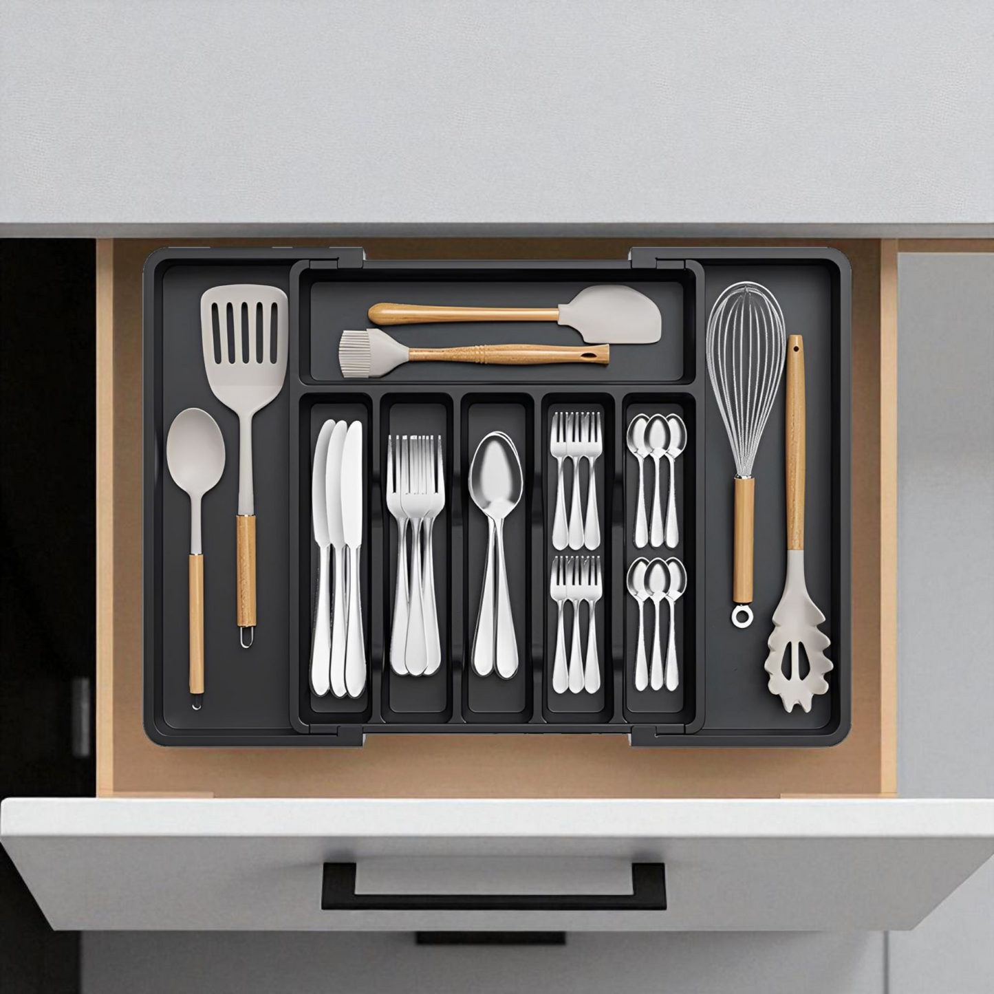 Adjustable Utensil Organizer Tray For Kitchen