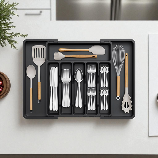 Adjustable Utensil Organizer Tray For Kitchen