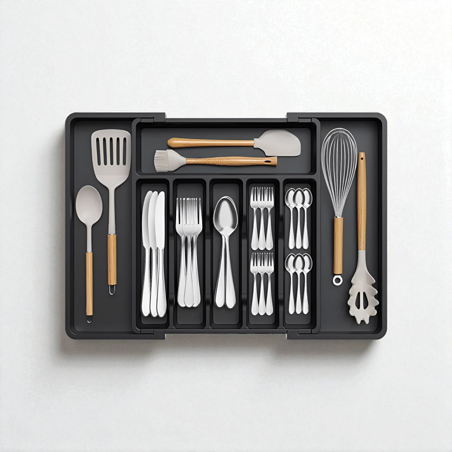 Adjustable Utensil Organizer Tray For Kitchen