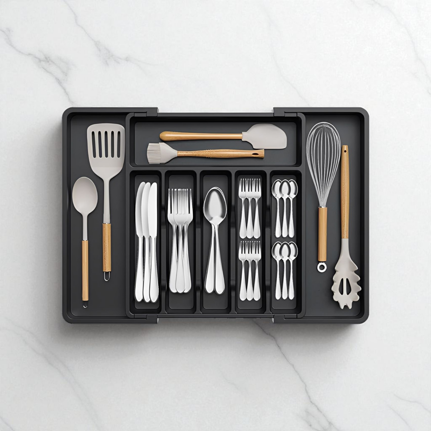 Adjustable Utensil Organizer Tray For Kitchen