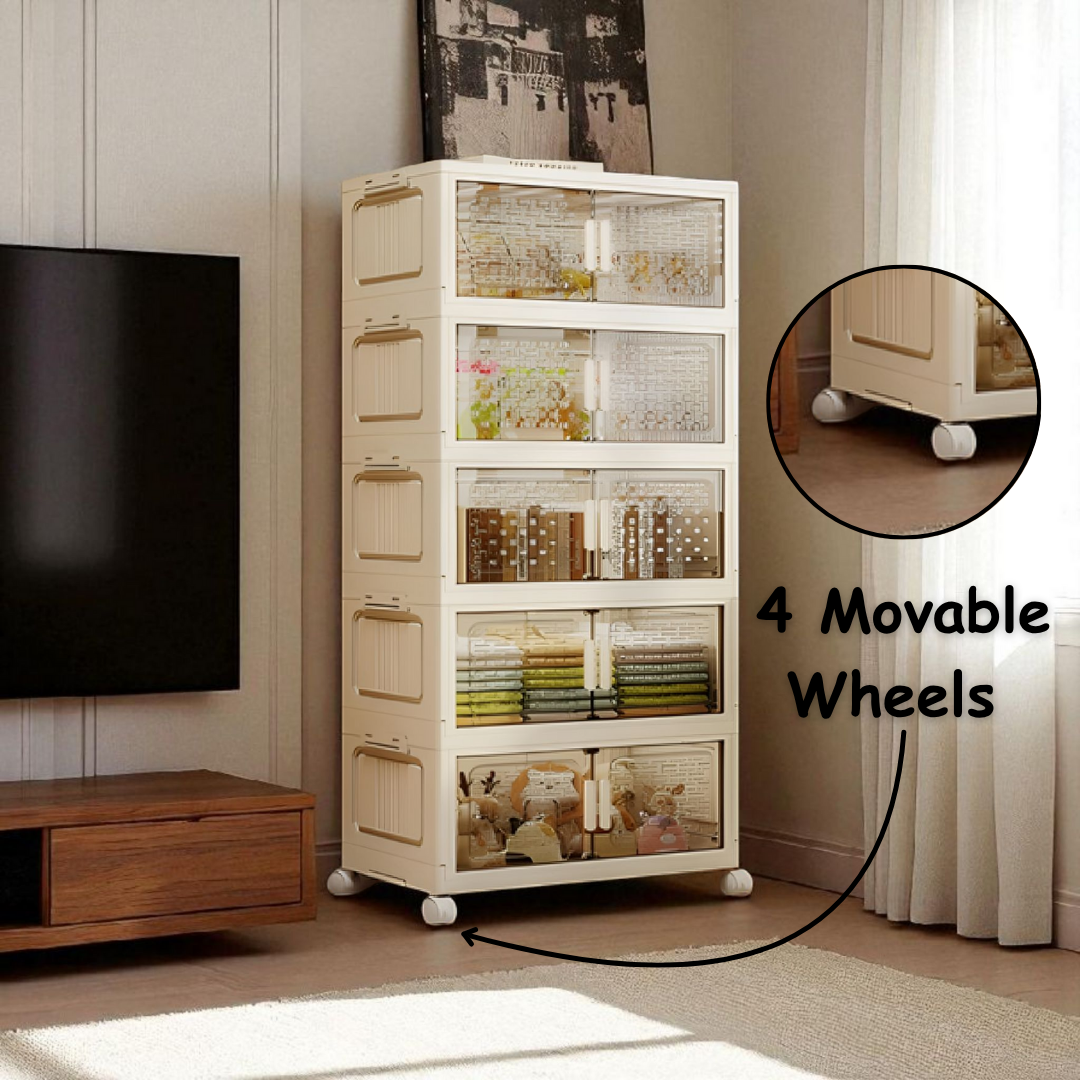 5 Tier Foldable And Movable Wardrobe Storage Organizer