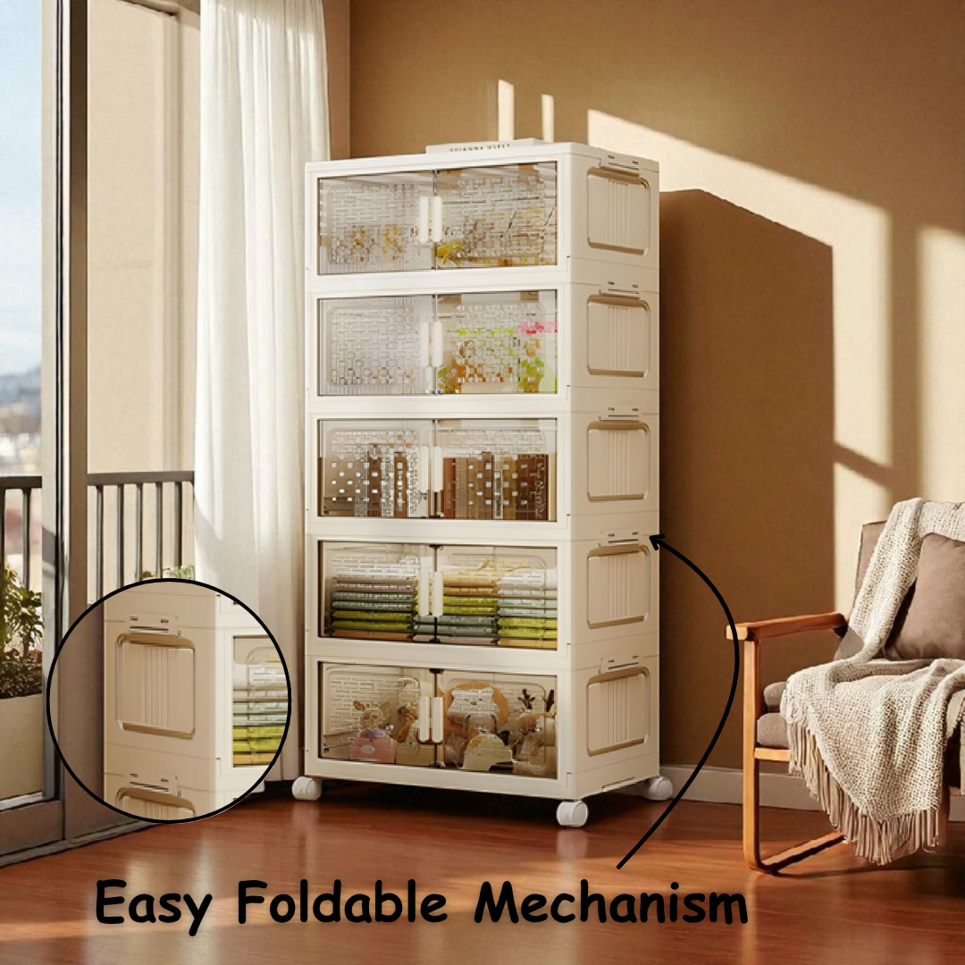 5 Tier Foldable And Movable Wardrobe Storage Organizer