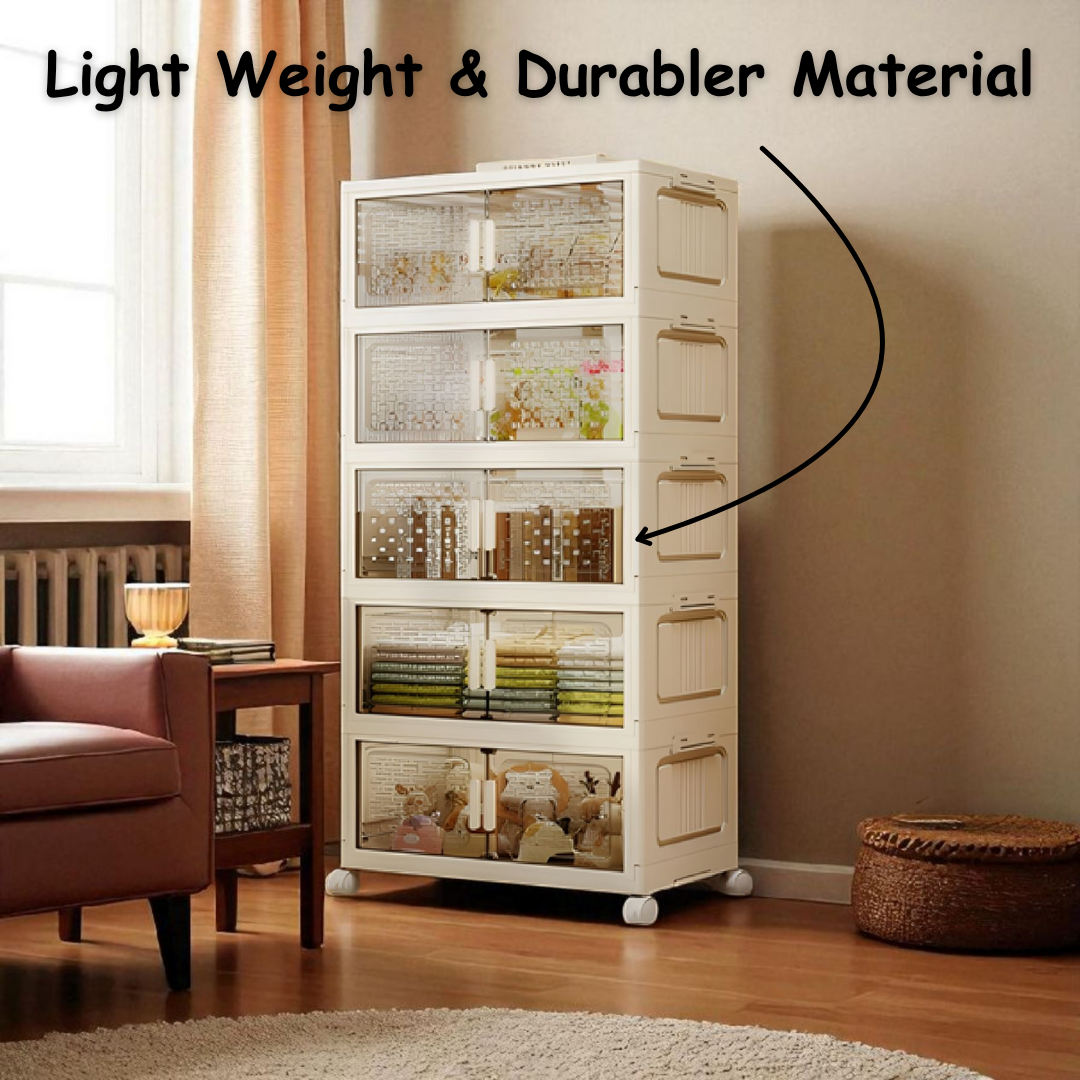5 Tier Foldable And Movable Wardrobe Storage Organizer