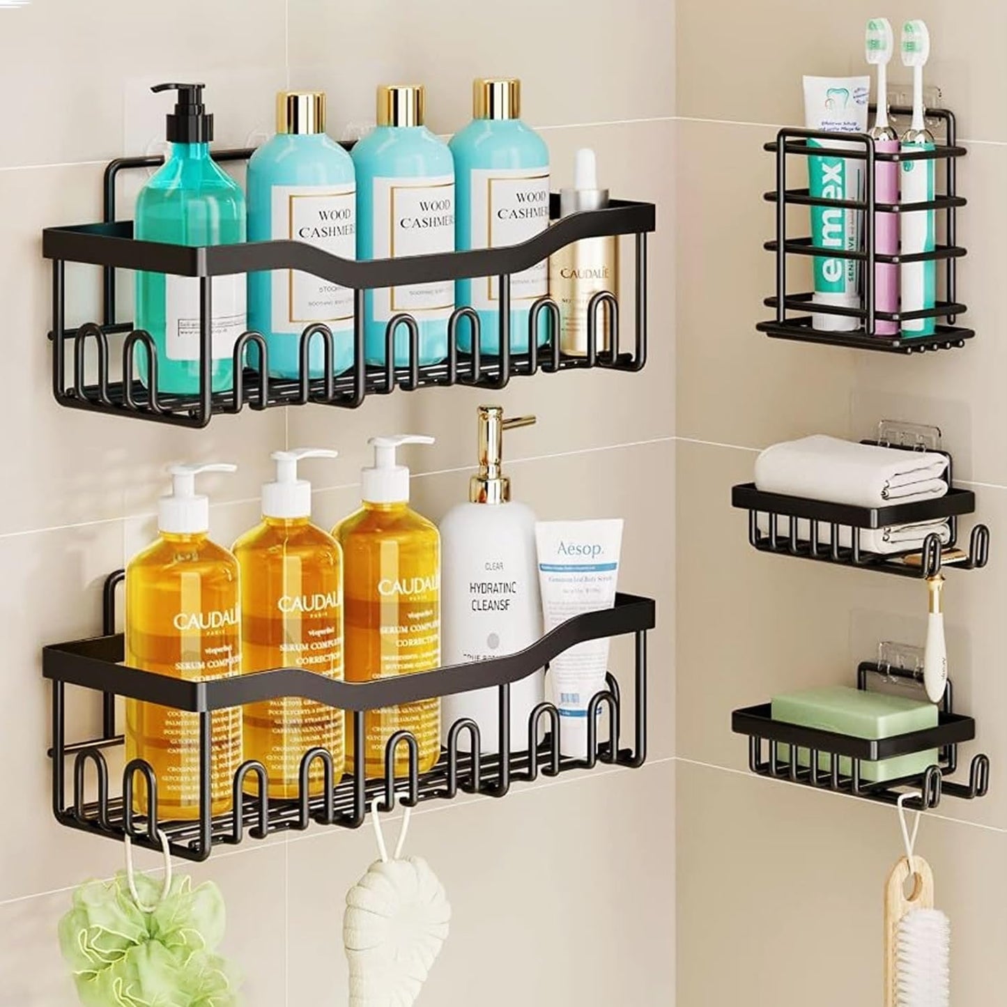 Self Adhesive 5 in 1 Bathroom Organizer