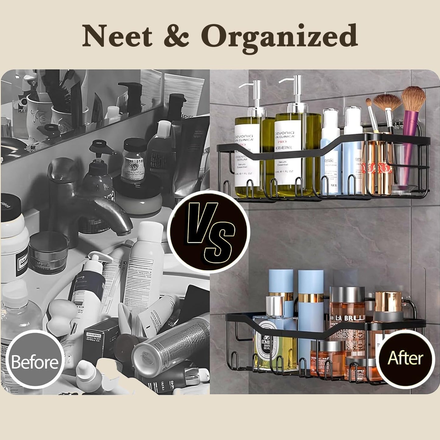 Self Adhesive 5 in 1 Bathroom Organizer