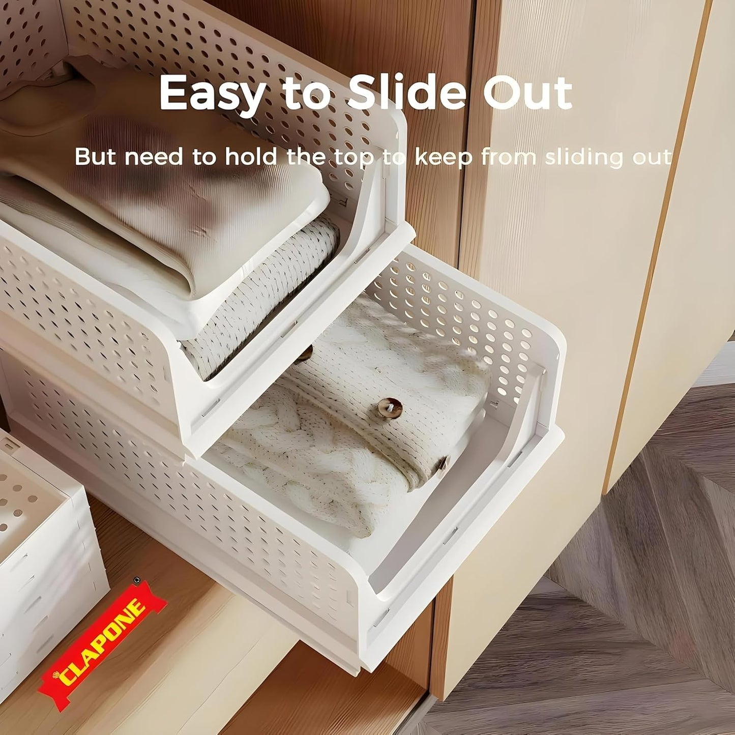 White - Space Saver Wardrobe Organizer (Drawer Style)