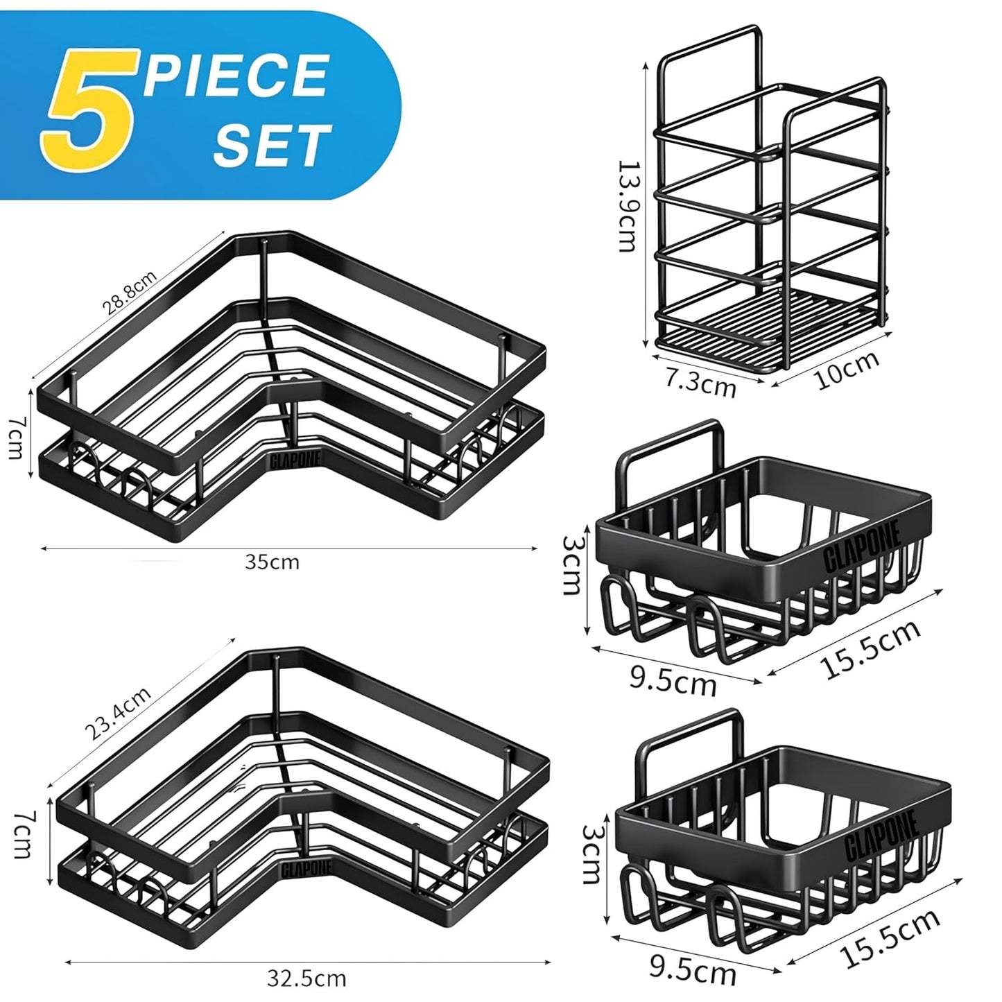 Self Adhesive Corner Shelf 5 in 1 Organizer