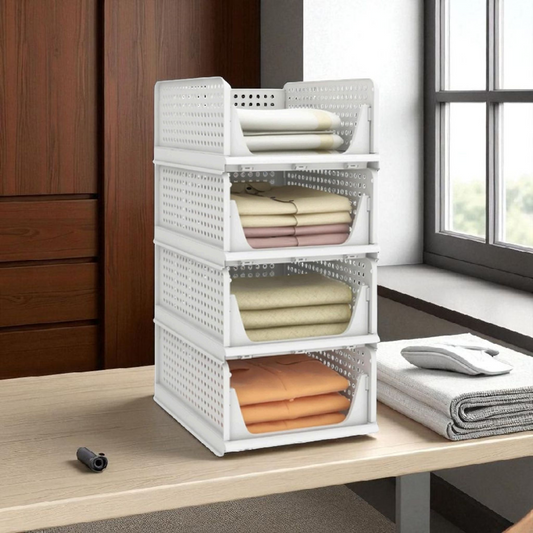 White - Space Saver Wardrobe Organizer (Drawer Style)