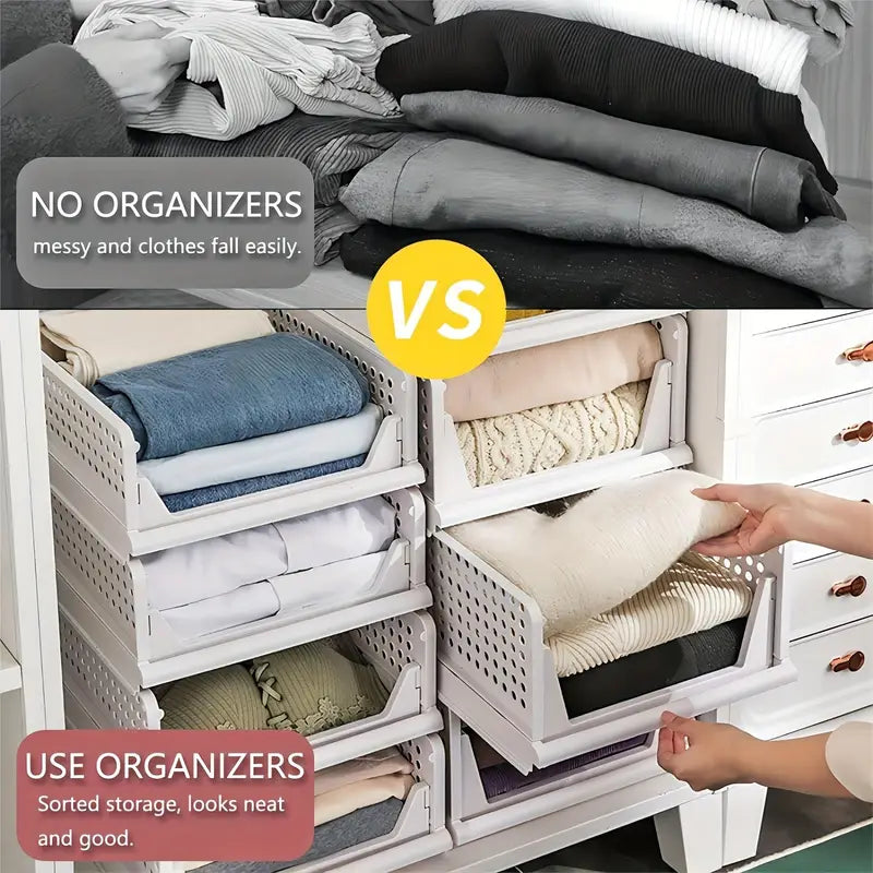 White - Space Saver Wardrobe Organizer (Drawer Style)