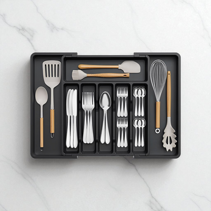 Adjustable Utensil Organizer Tray For Kitchen