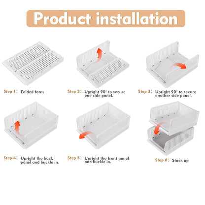 White - Space Saver Wardrobe Organizer (Drawer Style)